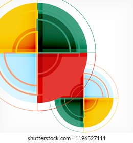 Creative circles geometric abstract background with 3d effect, vector trendy template