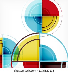 Creative circles geometric abstract background with 3d effect, vector trendy template