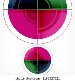 Creative circles geometric abstract background with 3d effect, vector trendy template