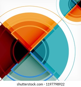 Creative circles geometric abstract background with 3d effect, vector trendy template
