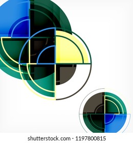 Creative circles geometric abstract background with 3d effect, vector trendy template