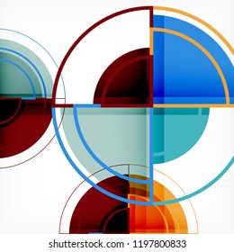 Creative circles geometric abstract background with 3d effect, vector trendy template