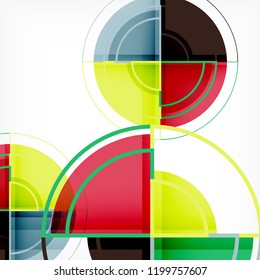 Creative circles geometric abstract background with 3d effect, vector trendy template