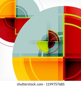 Creative circles geometric abstract background with 3d effect, vector trendy template