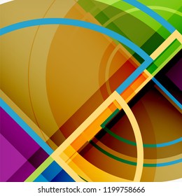 Creative circles geometric abstract background with 3d effect, vector trendy template
