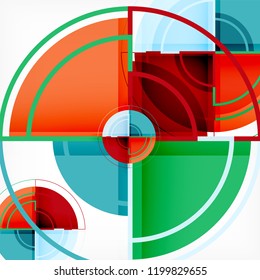 Creative circles geometric abstract background with 3d effect, vector trendy template