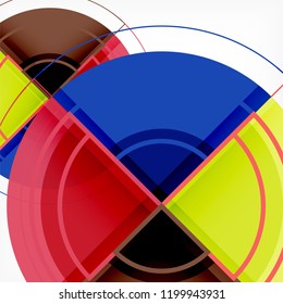 Creative circles geometric abstract background with 3d effect, vector trendy template