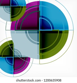 Color de fondo abstracto geométrico de círculos creativos con efecto 3d, plantilla de moda vectorial