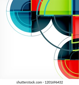 Creative circles geometric abstract background with 3d effect, vector trendy template