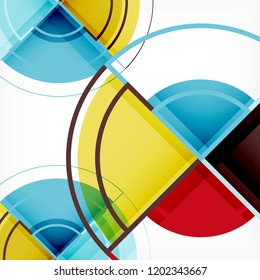 Creative circles geometric abstract background with 3d effect, vector trendy template
