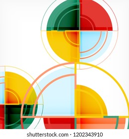 Creative circles geometric abstract background with 3d effect, vector trendy template