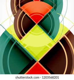 Creative circles geometric abstract background with 3d effect, vector trendy template