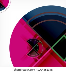 Creative circles geometric abstract background with 3d effect, vector trendy template
