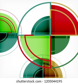 Creative circles geometric abstract background with 3d effect, vector trendy template