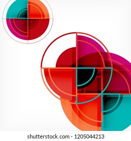 Creative circles geometric abstract background with 3d effect, vector trendy template