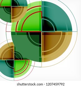 Creative circles geometric abstract background with 3d effect, vector trendy template