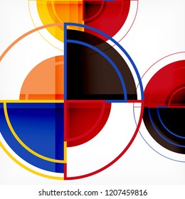 Creative circles geometric abstract background with 3d effect, vector trendy template