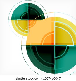 Creative circles geometric abstract background with 3d effect, vector trendy template
