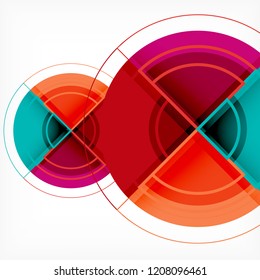 Creative circles geometric abstract background with 3d effect, vector trendy template