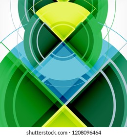 Creative circles geometric abstract background with 3d effect, vector trendy template