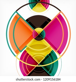 Creative circles geometric abstract background with 3d effect, vector trendy template