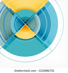 Creative circles geometric abstract background with 3d effect, vector trendy template