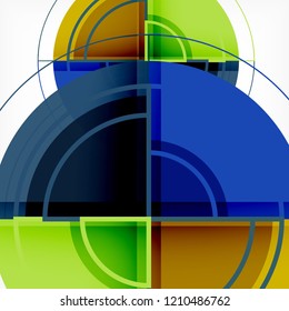 Creative circles geometric abstract background with 3d effect, vector trendy template