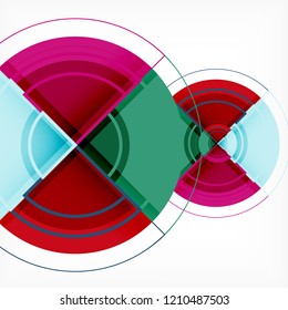 Creative circles geometric abstract background with 3d effect, vector trendy template