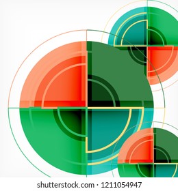 Creative circles geometric abstract background with 3d effect, vector trendy template