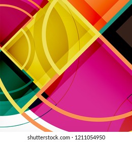 Creative circles geometric abstract background with 3d effect, vector trendy template