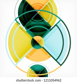 Creative circles geometric abstract background with 3d effect, vector trendy template