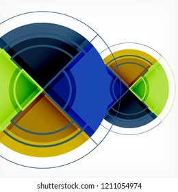 Creative circles geometric abstract background with 3d effect, vector trendy template