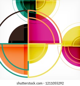 Creative circles geometric abstract background with 3d effect, vector trendy template