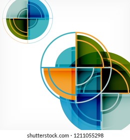 Creative circles geometric abstract background with 3d effect, vector trendy template