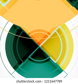 Creative circles geometric abstract background with 3d effect, vector trendy template
