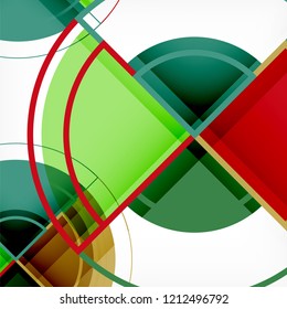 Creative circles geometric abstract background with 3d effect, vector trendy template