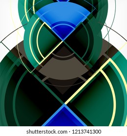 Creative circles geometric abstract background with 3d effect, vector trendy template