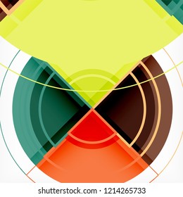 Creative circles geometric abstract background with 3d effect, vector trendy template