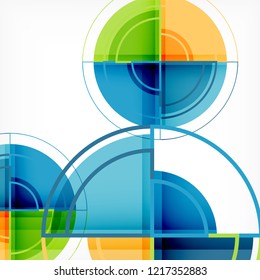 Creative circles geometric abstract background with 3d effect, vector trendy template