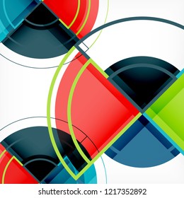 Creative circles geometric abstract background with 3d effect, vector trendy template