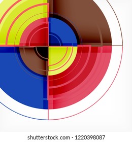 Creative circles geometric abstract background with 3d effect, vector trendy template