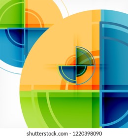 Creative circles geometric abstract background with 3d effect, vector trendy template