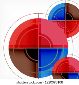 Creative circles geometric abstract background with 3d effect, vector trendy template