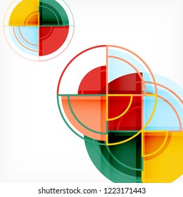 Creative circles geometric abstract background with 3d effect, vector trendy template