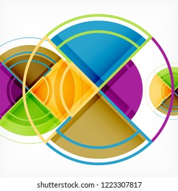 Creative circles geometric abstract background with 3d effect, vector trendy template