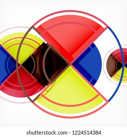 Creative circles geometric abstract background with 3d effect, vector trendy template