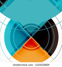 Creative circles geometric abstract background with 3d effect, vector trendy template