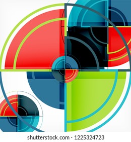 Creative circles geometric abstract background with 3d effect, vector trendy template