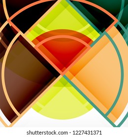 Creative circles geometric abstract background with 3d effect, vector trendy template