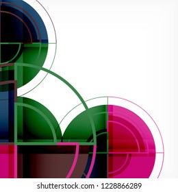 Creative circles geometric abstract background with 3d effect, vector trendy template